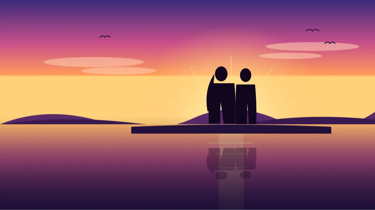 Gemini Couple Silhouette at Sunrise Prompts