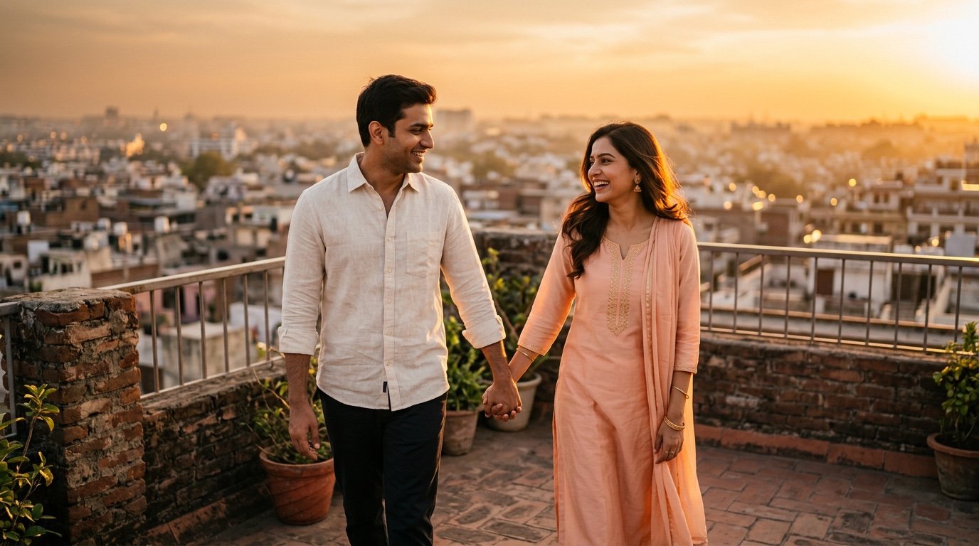 Gemini Romantic Sunset Couple Photo Prompts