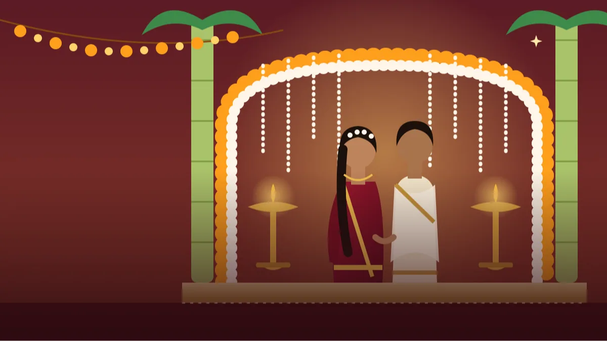 South Indian Wedding Couple Photo AI Prompts